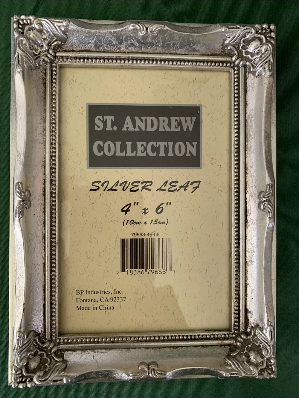 (2) Silver Leaf 4X6 St Andrew Collection Velvet Backing Ornate Baroque-Style